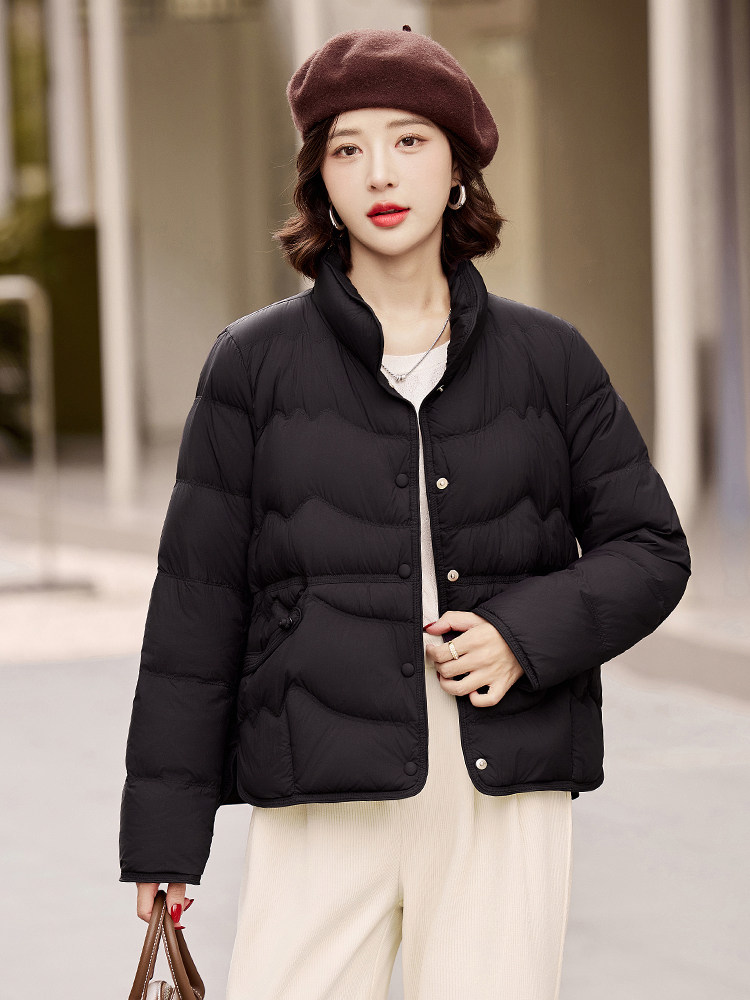 现货2025年冬季新款盘扣休闲轻薄羽绒服女90白鸭绒,女装羽绒服,阳光伊恋