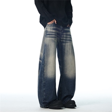XZ1011-8523-P65控98竹节弯刀复古洗水牛仔裤，男装牛仔裤，星座B271