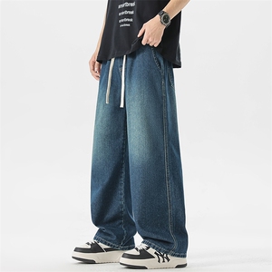 【现货】新款牛仔裤松紧腰宽松直筒橡筋裤潮牌113-特P36图片