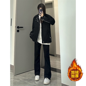 B221 美式ins高街加绒加厚牛仔裤 LK23010-P60 控78 加绒P70 控98图片