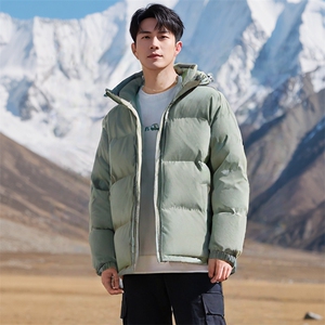 MY02男女休闲连帽75D双径双纬雪尼尔带帽棉服棉衣外套加厚保暖潮图片