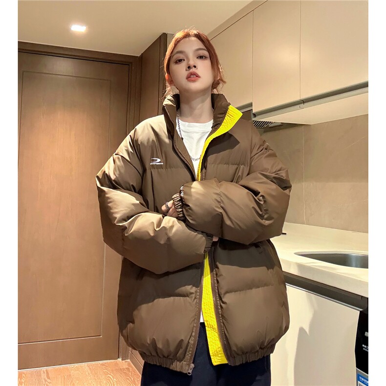 中性风冬装PU软皮美式撞色棉服logo棉衣休闲外套男女G1102P128,男装棉衣,电商A339