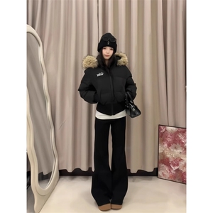 毛领短款棉服女2025冬季新款棉袄收腰显瘦小个子高级感棉衣外套女图片