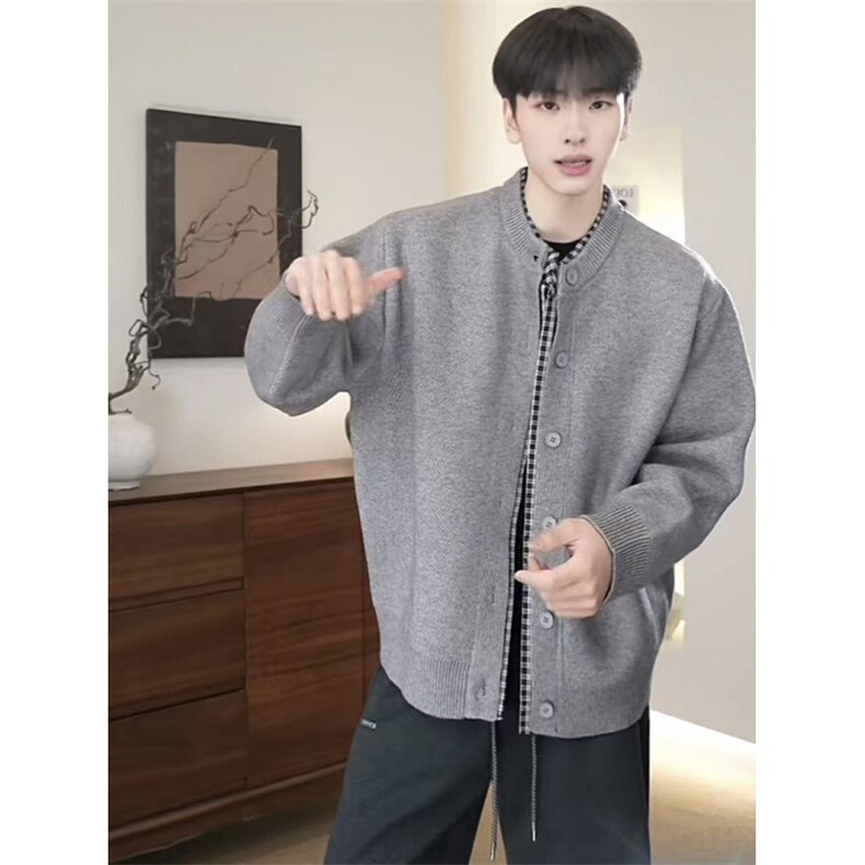 价格可谈抖音假两件重磅毛衣高支高密开衫针织衫86337-P110,男装针织衫/毛衣,星座1012-1