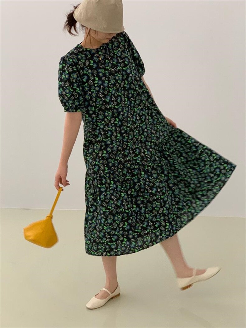 夏季新款热带雨林碎花连衣裙，女装连衣裙，tōkō-sen