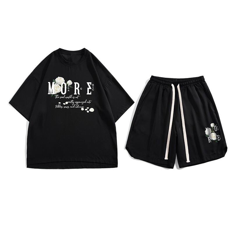 白底2023夏季新款开叉不规则冰丝休闲运动套装TZ913P65---控88,男装休闲套装,电商A247-1