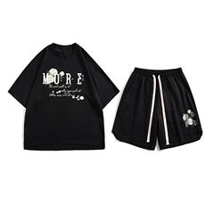白底2023夏季新款开叉不规则冰丝休闲运动套装TZ913P65---控88，男装休闲套装，电商A247-1