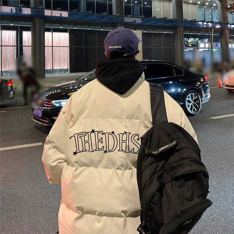 港风夜景宽松字母印花时尚休闲立领棉服A247-MY2101特批60控99,男装棉衣,电商A247