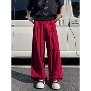8XL-M多巴胺冰丝垂感慵懒山本裤男夏拖地裤子阔腿休闲裤KZ051P30图片