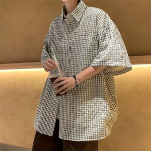 衬衫男短袖韩版潮流痞子帅口袋个性2023夏季ins宽松外套CY433-P43图片