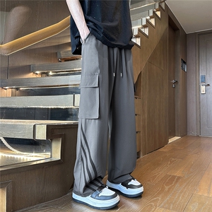 YK129 特P32 控59 品质保障 秋装垂感侧边织带情侣工装口袋休闲裤图片