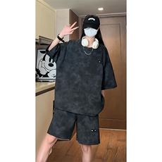 已做货TZ757-特批50控88高质感高克重套装圆领大码T恤短袖短裤，男装牛仔裤，电商A059