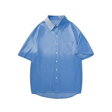 8XL-M冰丝牛仔短袖衬衫男款夏季薄款宽松慵懒衬衣外套DC28006P60，男装T恤，电商B312