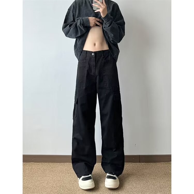 米白色工装裤男春秋冬季美式高街情侣伐木裤子宽松直筒阔腿休闲裤,男装工装外套,星座302B