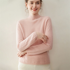 2025年秋季新款百搭女士一线肌理纹半高领羊绒衫，女装羊绒衫，纳丰羊绒