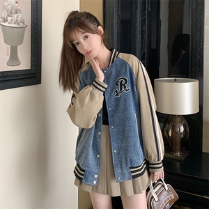 独特超好看牛仔拼接棒球服外套女春秋2025新款今年流行爆款巨好看图片