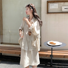 新品秋季薄款休闲套装20%麻+80%棉5573-P165-K268，女装套装/套裙，2C275