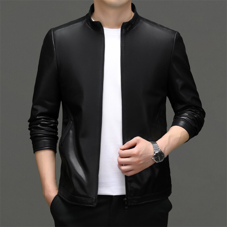 ZL8802秋冬新款男士休闲海宁皮衣立领夹克绵羊皮外套皮衣男图片