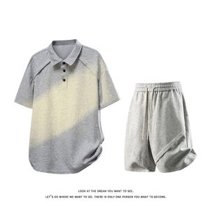 GENIOLAMODE休闲运动POLO衫套装夏季男士新款帅气宽松一整套搭配图片