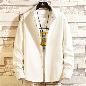 55%棉45%聚酯纤维 冬装休闲纯色加绒衬衫男加厚衬衣JH003图片