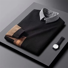 潮牌假两件毛衣男冬季新款加厚2024商务修身时尚休闲内搭，男装针织衫/毛衣，星座1210-1
