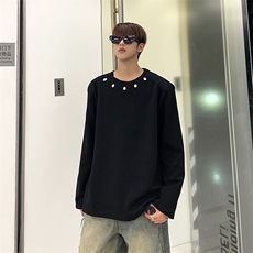 小众金属钉设计感简约高级长袖男宽松打底衫百搭潮流上衣W41-P35，男装卫衣，星座308B-1