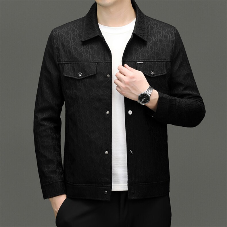 25年大货主推男士中青年翻领休闲牛仔夹克外套中年时尚牛仔茄克衫，男装夹克，钱塘723