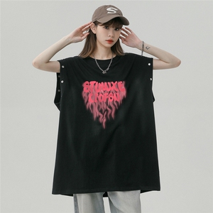 夏季潮流水洗渐变背心短袖两穿T恤女DT66001 P45控68图片