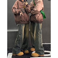 【网图】B221美式ins高街重工艺宽松微喇牛仔裤LK24391-特P52控88，男装牛仔裤，电商B221