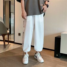 冰丝裤子男韩版九分裤港风宽松休闲束脚裤夏季运动裤潮G1844-p30图片