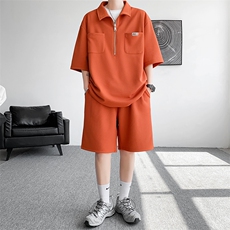 TZ2333-P65控88夏季POLO衫短裤t恤休闲宽松大码两件套短袖套装男，男装Polo衫，电商D232