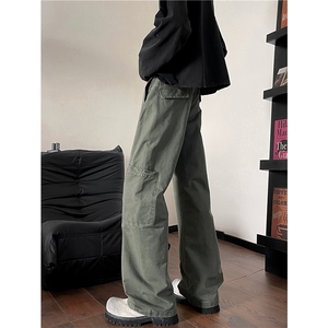 GY026-P60 春款侧边切割微喇石磨水洗工装裤休闲裤日系宽松长裤子图片