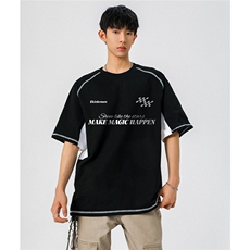 袖子内侧拼网眼透气设计印花大码M-5XL短袖T恤男DX78023P50控78，男装T恤，星座227-7