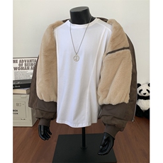 现货大码扎染皮扎染荔枝皮兔毛棉衣pu皮衣外套cleanfit棒球服棉衣，男装皮衣，星座601-1