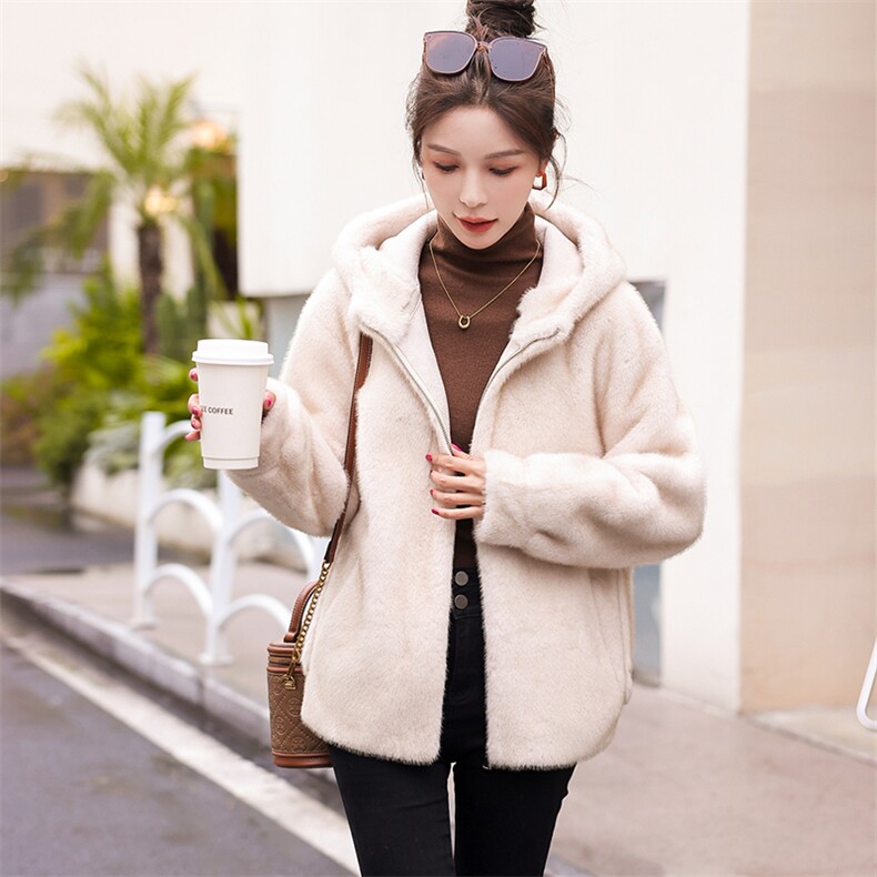 新款皮毛一体仿水貂绒外套2023年秋冬季，女装皮草，凯瑟曼