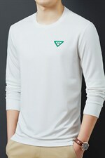 男士新款长袖t恤圆领2023春季薄款中年棉T卫衣男上衣服打底衫,搭配 衣服  英语图片