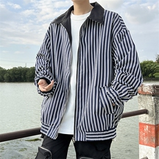 2025秋两面穿条纹外套男大码休闲夹克JK92P65，男装夹克，电商C323