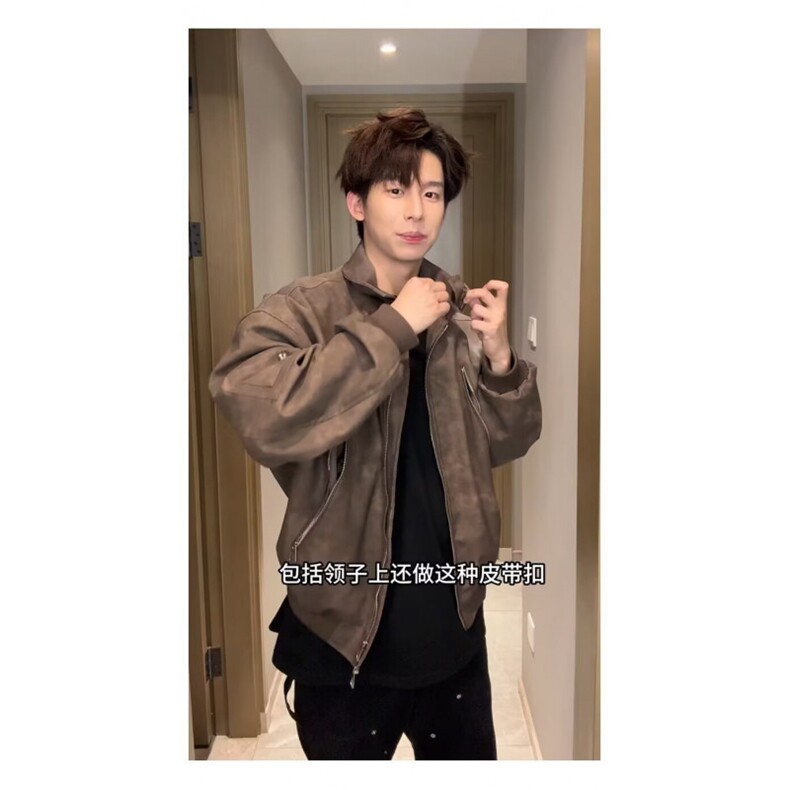 美拉德PU皮工装外套男美式多拉链设计飞行员夹克513AJK2624P60,男装夹克,星座513A