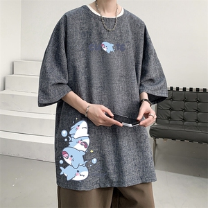 风复古亚麻短袖男棉麻t恤男半袖ZT71432-P35