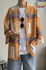 夏装大码风港风外套半袖开衫薄款道袍披风汉服情侣F12/P40，男装衬衫，钱塘713
