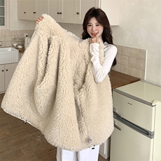 现货牛角扣加厚羊羔毛连帽休闲派克服5832-P275-K408，女装派克服，2C159