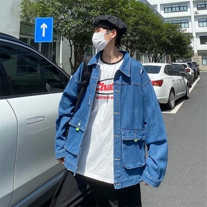 2024秋新款潮牌破洞牛仔外套男韩版宽松休闲百搭夹克衫JX135/P58图片