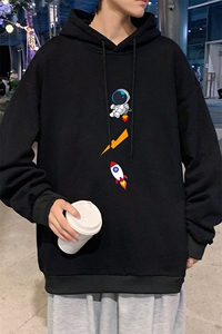 WY2165-P35 加绒款-P40 纯棉连帽卫衣男大码运动帽衫宽松薄外套男图片