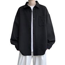 25秋季300g重磅潮流纯色翻领大码长袖衬衫外套男C5534-特P45控88，男装衬衫，电商A001-1