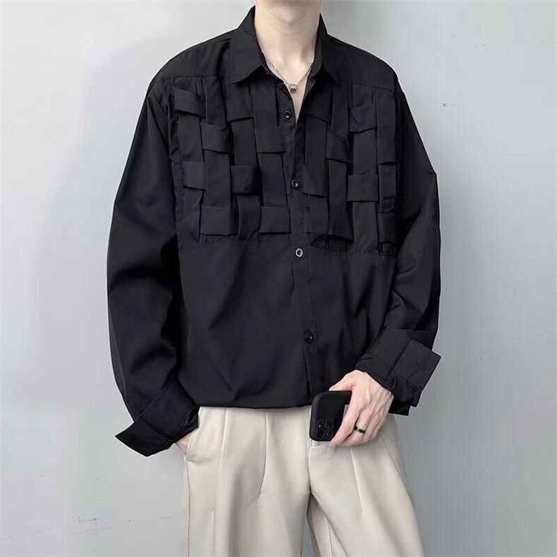 纯色设计感小众衣服男士长袖衬衫青少年秋季男衬衫网图CS765-p40,男装衬衫,星座302B-3