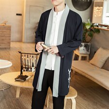 风男唐装复古刺绣开衫外套中式中长款汉服披风风衣JK617P85,男装风衣,钱塘788(原4013)