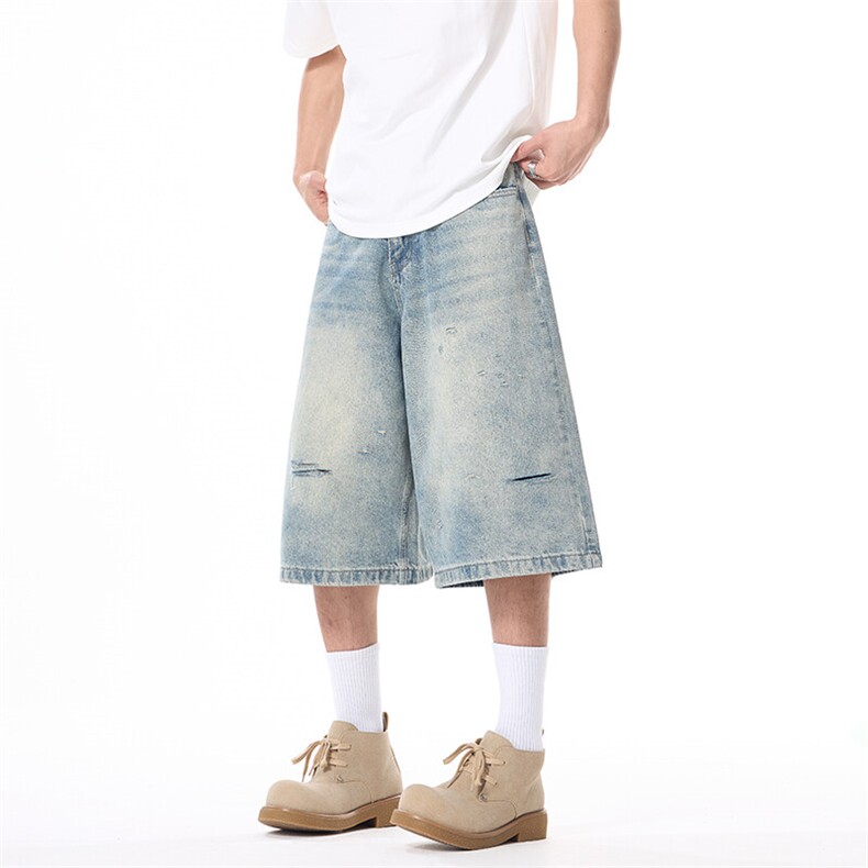 特~夏季破洞短裤复古做旧洗水工艺中裤数据款牛仔裤男裤561P39，男装牛仔裤，星座902A