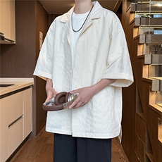 C5029/P40夏季新品西服领衬衫男个性肌理感格纹潮男宽松衬衣上衣，男装西服，电商A141