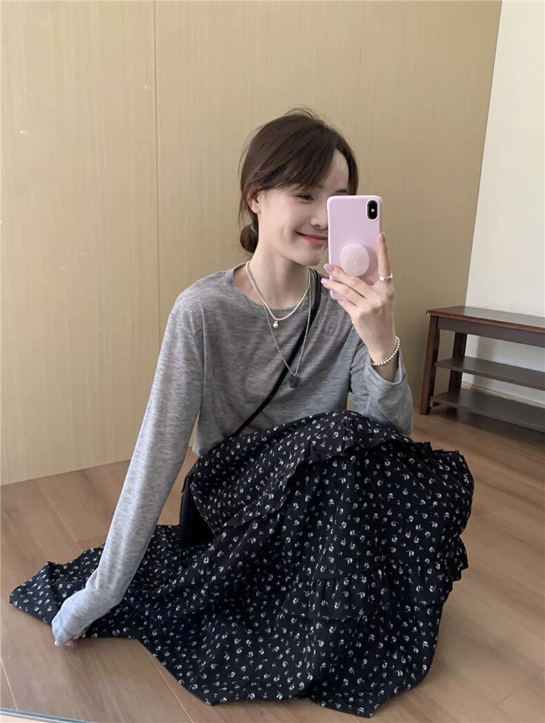 夏季温柔碎花半裙高腰显瘦百搭半身裙图片