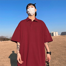 得物抖音高品质二开珠地网眼透气面料纯色宽松短袖T恤翻领POLO衫，男装T恤，电商A486-1